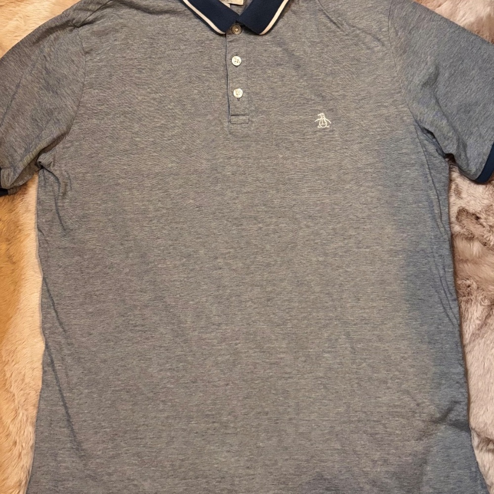 Penguin Men’s Polo Shirt Navy Medium Short Sleeves - Picture 4 of 6
